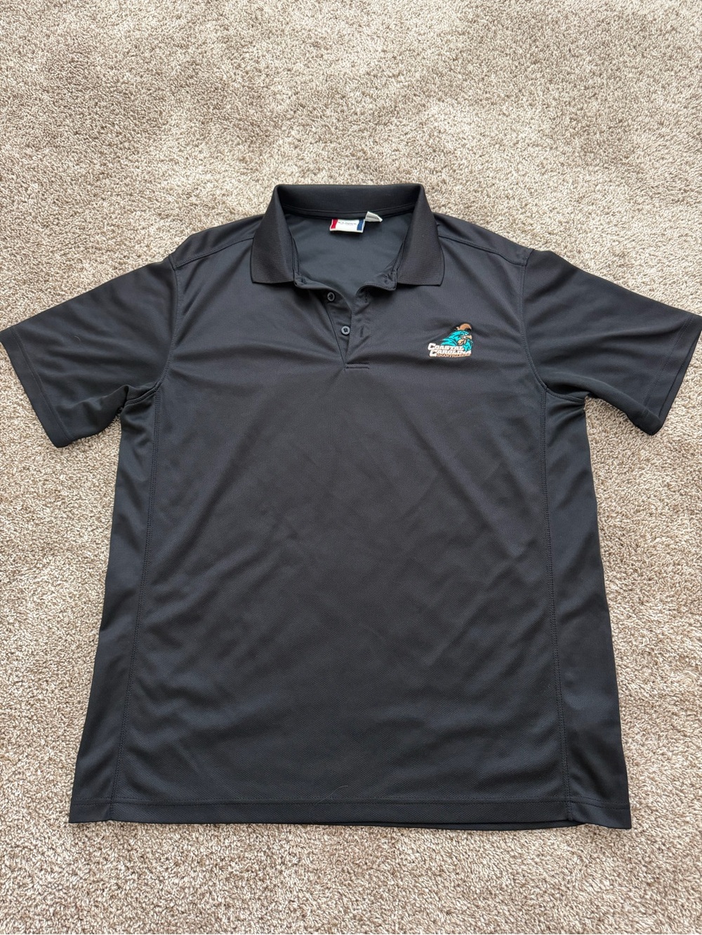 Men's Black Short-Sleeve Coastal Carolina Golf Polo Shirt with Embroidered Logo